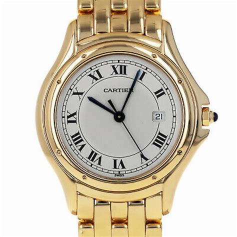 used gold cartier watch|cartier gold watch with diamonds.